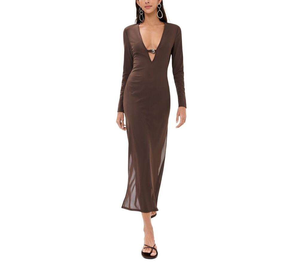 Staud Sheer Brown Cleo Dress Size XS